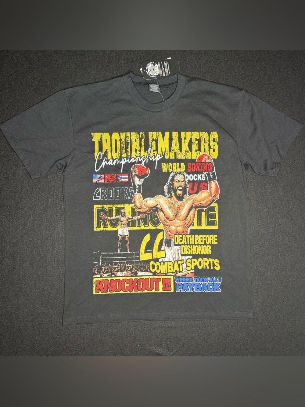 Crooks & Castles Crooks T-shirt Large Troublemakers Championship Boxing Graphic
